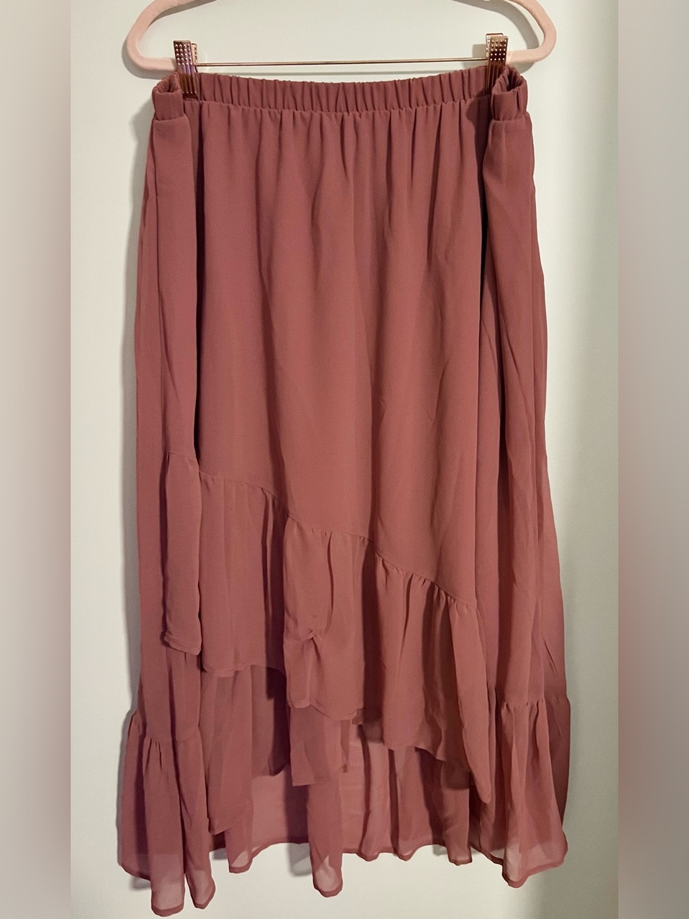NWOT a new day Chiffon Tiered Ruffle High Low Midi Skirt Size XXL